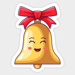 Cartoon Kawaii Golden Bell with Smiling Eyes Sticker